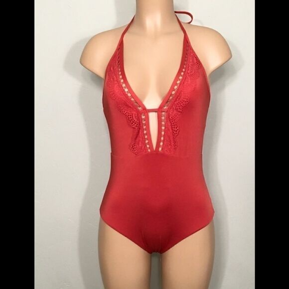 LAUNDRY red lace swimsuit. NWT - Picture 3 of 8